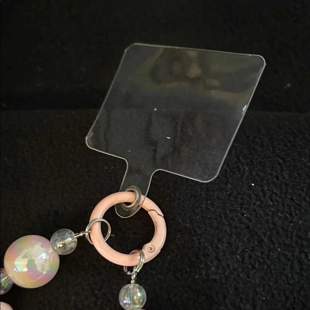 Pink and Clear Beaded Phone Charm